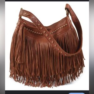 Brown Fringe Bucket Bag Crow's Nest Bag